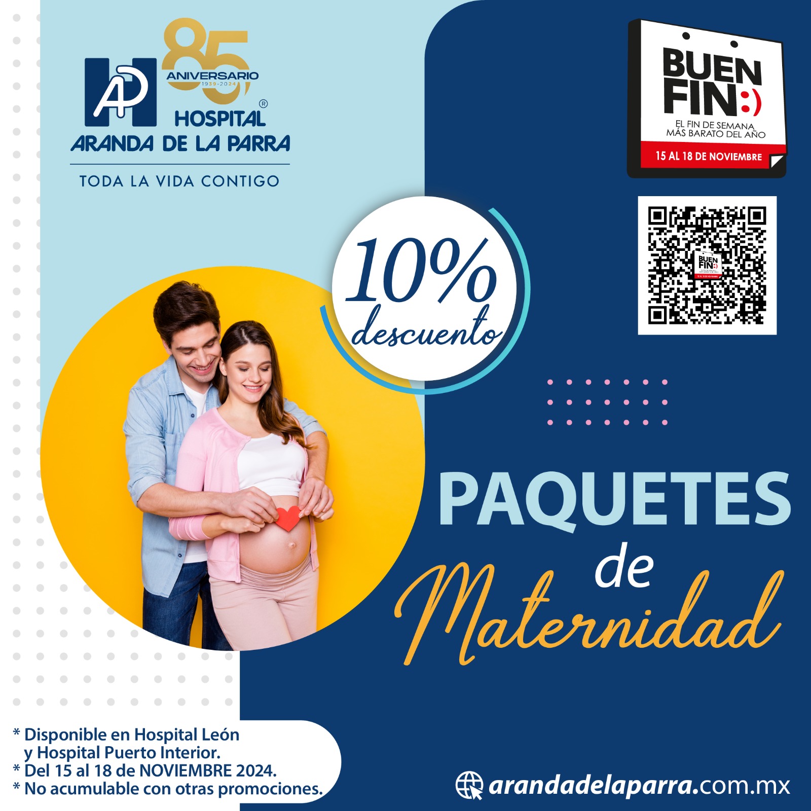 10% de descuento en Paquetes de Maternidad por Aniversario del Hospital Aranda de la Parra